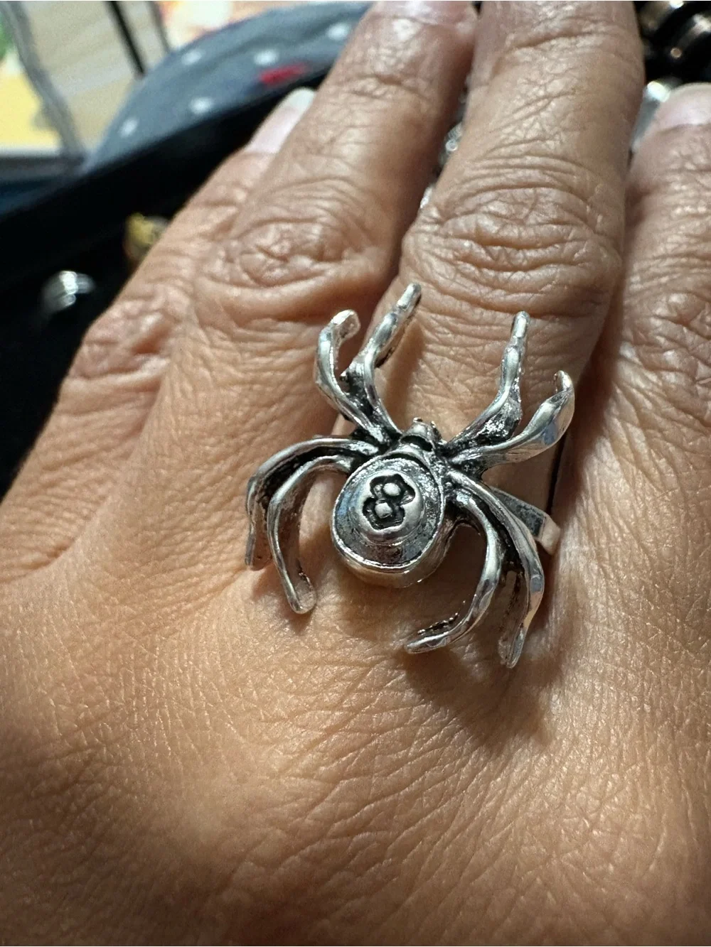 Silver Spider Statement Ring size 8- Women Jewelry